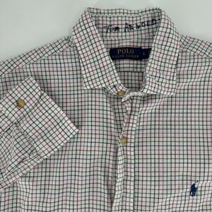 Polo Ralph Lauren Mens Large L Button Down Shirt Tattersall Check Multi Color